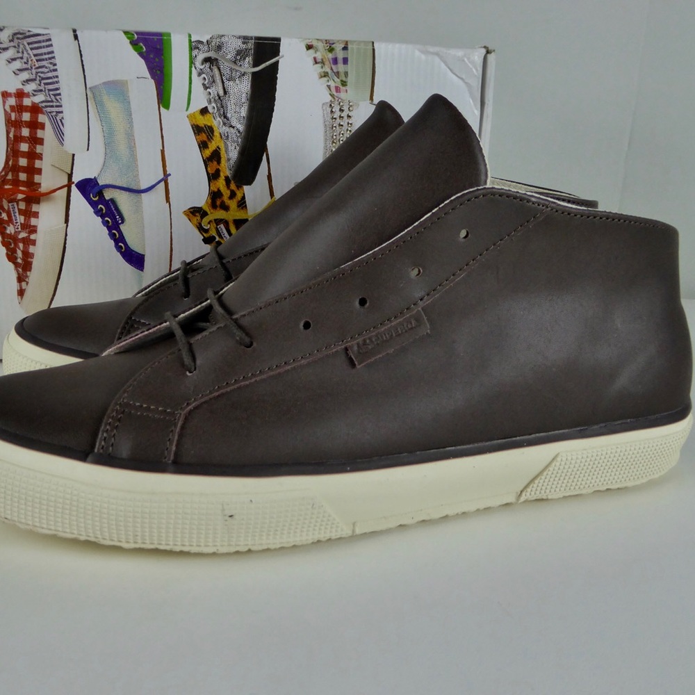 Superga Mid Top Leather Italian Sneaker Shoes NIB